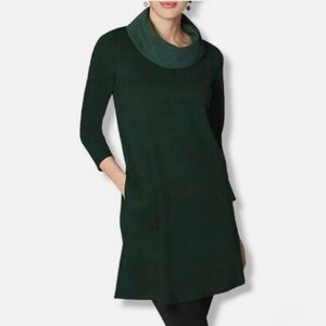 J. Jill Pure Jill Womens Double Knit Green Cowl Neck Tunic Dress✨